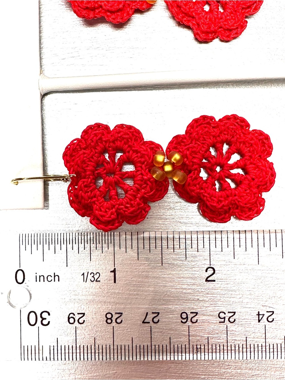 Handmade Crochet Floral Earrings - Picture 3 of 3
